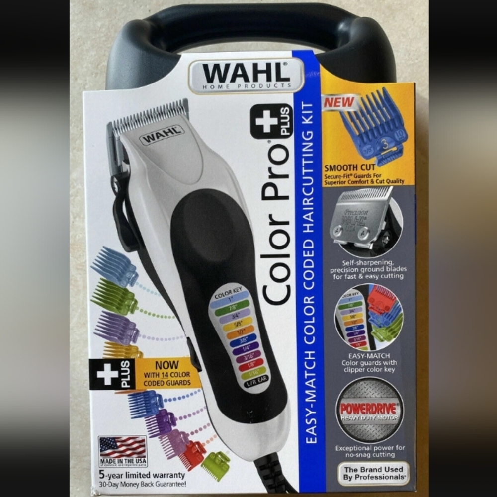 Wahl Color Pro Plus Hair Clipper with Color-Coded Combs NIB
